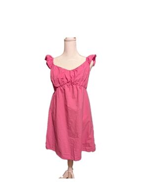 Women's Bright Pink Baby Doll 100% Cotton Sleeveless Mini Dress Sim & Sam Sz Lg